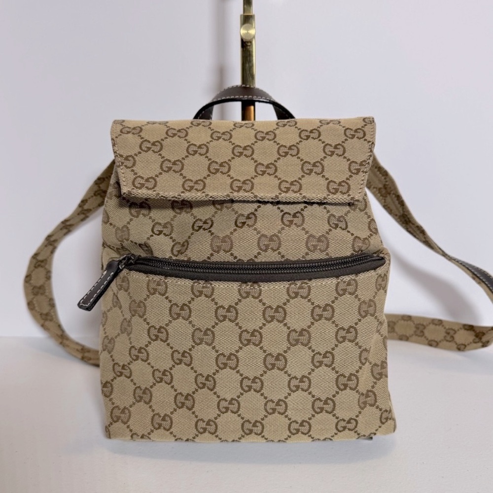 Gucci Monogram Drawstring Backpack